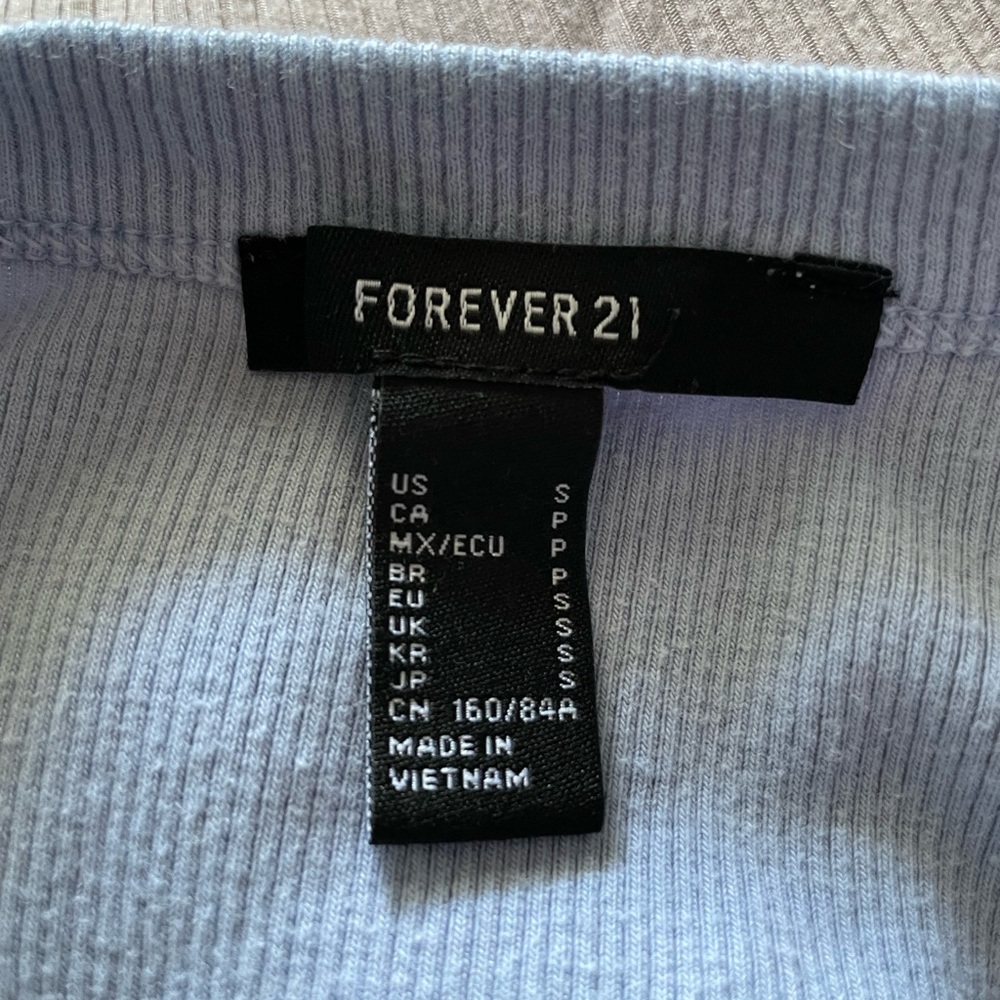 Forever 21 Light Blue Ribbed Cropped Tee - Picture 2 of 3